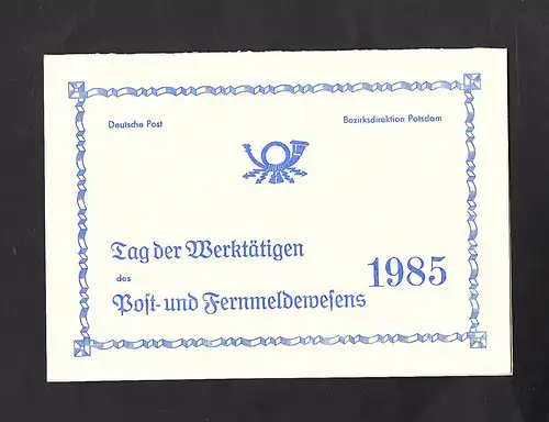 DDR - Gedenkblatt, Tag der Werktätigen des Post- und Fernmeldewesens B3-1985