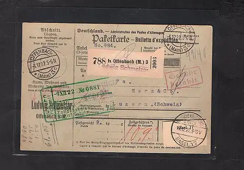 DR., Ausland-Paketkarte mit Gebühr bezahlt aus Ansbach/Selbstbucher