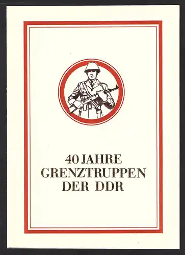 DDR - Gedenkblatt, 40 Jahre Grenztruppen der DDR, B27-1986