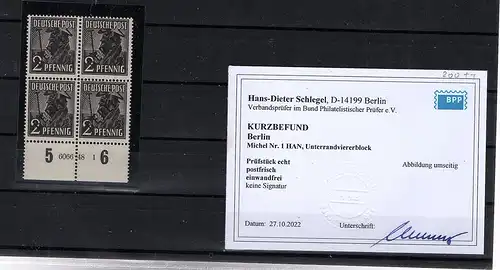 Berlin  Mi.-Nr.  1 HAN postfrisch KB.SchlegelBPP.