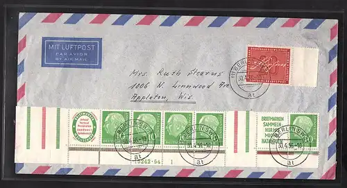 Bund.Luftpost-Auslandbrief  mit MiF. Mi.-Nr. RL 2 + 188 HAN. Befund SchlegelBPP.