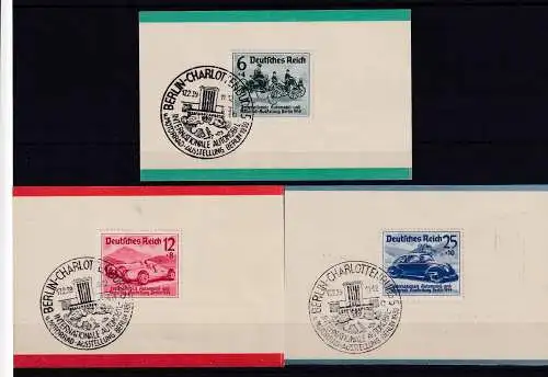 DR. Inter. Automobil und Motorradausstellung Berlin 1939 mit Mi.-Nr.686-688, FDC