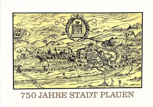 DDR - Gedenkblatt, 750 Jahre Stadt Plauen  A12-1974 b