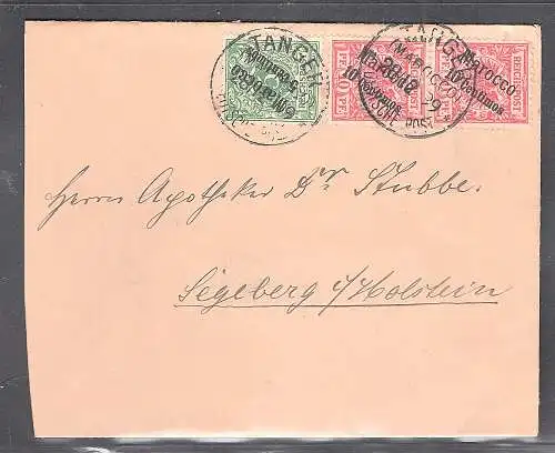 Deutsche Post  in Marocco, Fernbrief mit  Mi.-Nr. 2 und 2 x 3