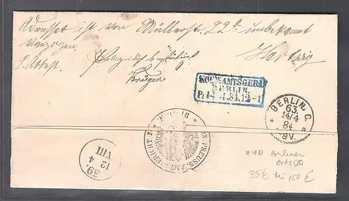 DR. EF. Mi.-Nr. 40  auf erm. Brief innerhalb Berlins