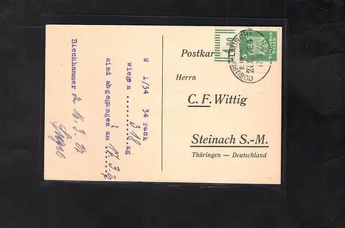 DR.,Mi.-Nr.  356  W:OR: EF. auf Fernkarte mit BP-St.