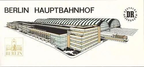 DDR - Gedenkblatt, Inbetriebnahme - Berlin Hbf, B51-1987 + Einladung