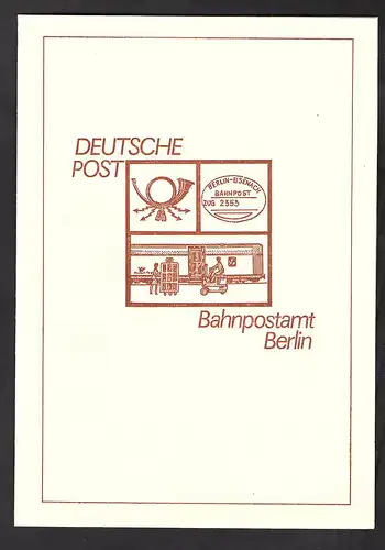 DDR - Gedenkblatt, deutsche Post Bahnpostamt Berlin, B3-1986