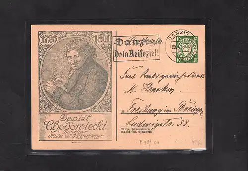 Danzig, Ganzsache Mi.-Nr. P 48/01 D. Chodoniecki, gelaufen.