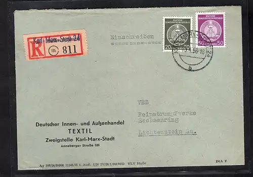 DDR.Dienst-Brief, R-Fernbrief  Von Chemnitz/Karl-Marx-Stadt.
