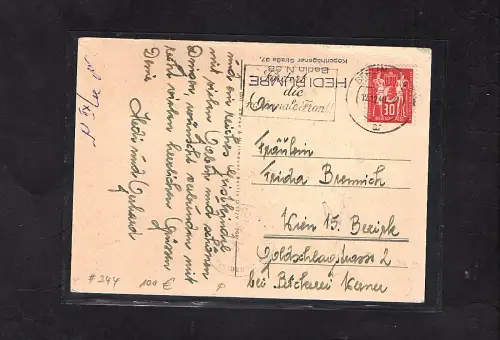 DDR.Auslandkarte mit EF. Mi.-Nr. 244