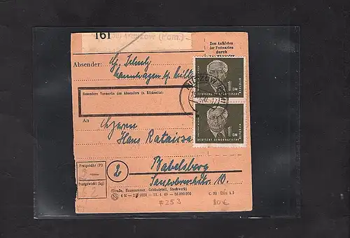 DDR. Paketkarte mit MeF. Mi.-Nr. 253