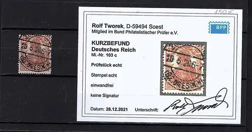 DR., Mi.-Nr. 103 c gestempelt, Kurzbefund. Tworek