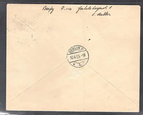 DR. FDC. Mi.-Nr. 540-543 gelaufen als R-Ortsbrief, FA. SchlegelBPP.