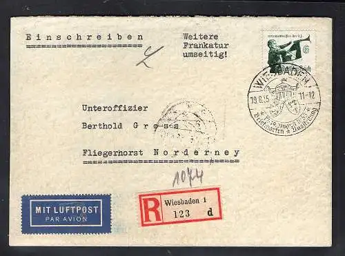 DR. Ostropa Block Mi.-Nr. Bl. 3 gelaufen als Luftpost-R-Fernbrief, FA. Schlegel.