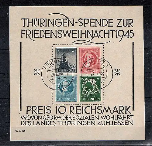 SBZ- Thüringen., Mi.-Nr. Block 2 x (II),  gestempelt, FA. StröhBPP.