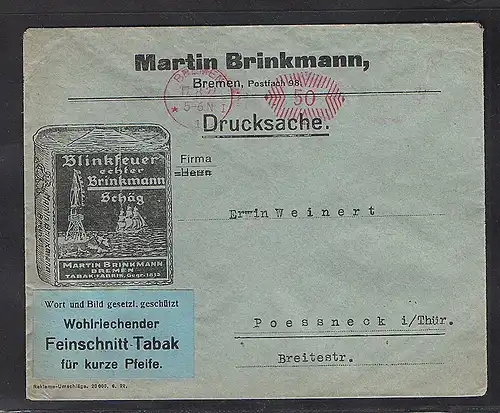 DR. Reklamebrief, Tabak-Fabrik  M. Brinkmann Bremen.