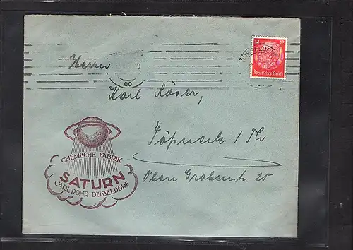 DR. Reklamebrief, Chemische Fabrik Saturn , C. Rohr Düsseldorf.
