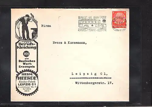 DR. Reklamebrief, Kleider-Fabrik H. Herde Leipzig.