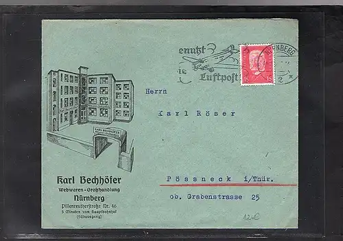DR. Reklamebrief, Webwaren-Großhandlung K. Bechhöfer Nürnberg.