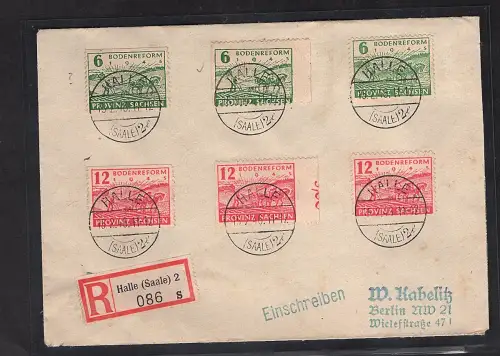 SBZ. - Prov. Sachsen R-Fernbrief mit Mi.-Nr. 86 Awb + 86 Bwb u.a. Befund  Jasch