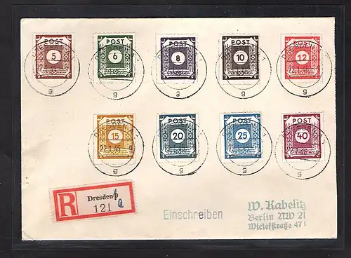 SBZ-Ost-Sachsen, R-Satzbrief Mi.-Nr. 42-50 G,  sign. Dr. JaschBPP.