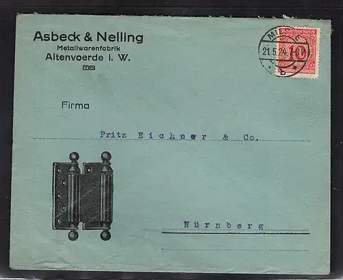 DR. Reklamebrief  Metallwarenfabrik Asbeck & Nelling  Altenvoerde i. W.