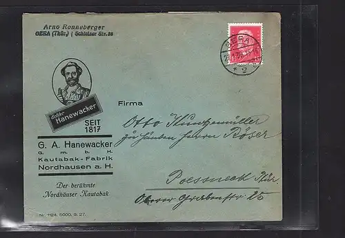 DR. Reklamebrief  Nordhauser Kautabak G.A. Hanewacker.