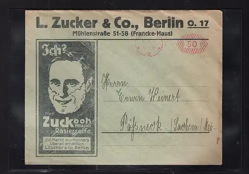 DR. Reklamebrief  Resierseife L. Zucker & Co. Berlin.