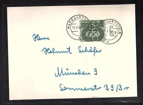 Bund. Fernkarte mit EF. Mi.-Nr. 231, Linke obere Ecke.