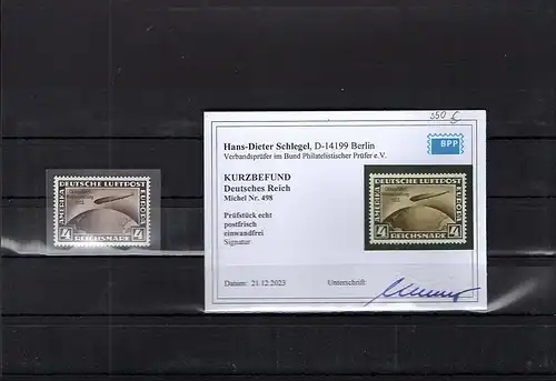 DR. Mi.-Nr. 498, Chicagofahrt postfrisch, KB. SchlegelBPP.