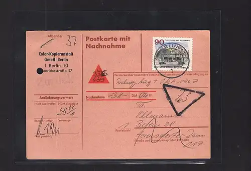 Berlin, EF. Mi.-Nr. 263 auf  Nachnahme-Postkarte.