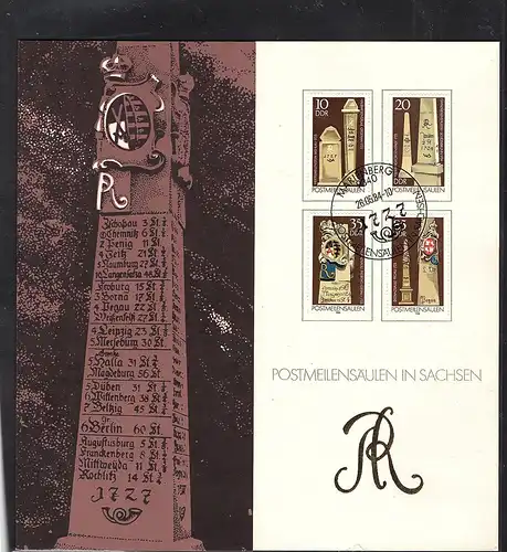 DDR - Gedenkblatt, Postmeilensäulen in Sachsen, B4-1984 c