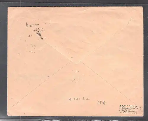 DR., Fernbrief mit EF. Mi.-Nr. 140 I, sign. WeibuchBPP.