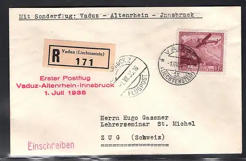 Liechtenstein, Luftpostbrief mit EF.  Mi.-Nr. 113