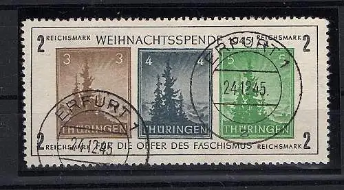 SBZ. Thüringen Mi-Nr. Block 1 X a, gest. FA. StröhBPP.