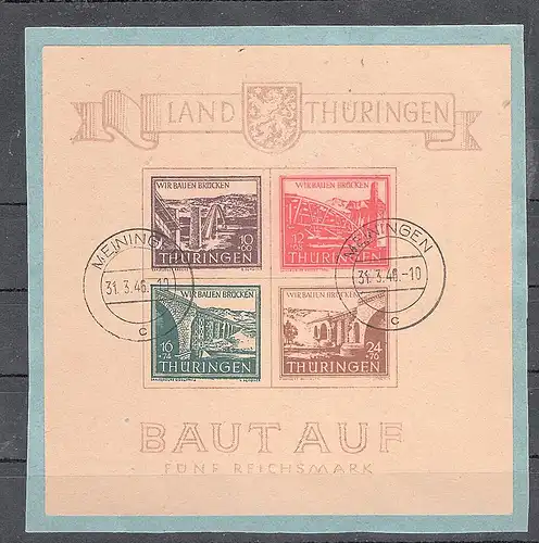 SBZ, Thüringen., Mi.-Nr. Block 4 ay auf Briefstück gestempelt, FA JaschBPP