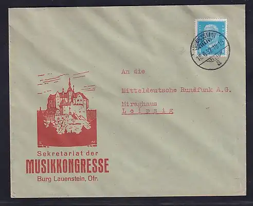 DR. Reklame-Brief, Sekretariat der Musikkongresse, Lüdwigstadt 