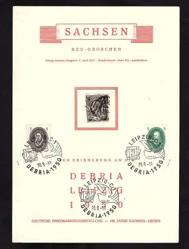 DDR - Gedenkblatt, 100 Jahre Sachsen-Dreier, B4-1950