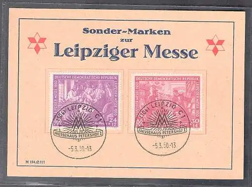 DDR - Gedenkkarte/FDC.  Leipziger Messe 1950 mit Mi.-Nr. 248-249