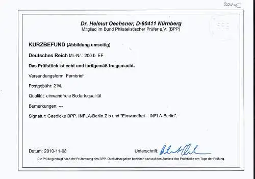 DR. EF. Mi.-Nr. 200 b, Befund Dr. OechsnerBPP.
