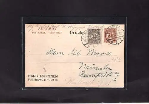 Slesvig, Ganzsache P 1 mit Zudruck gelaufen.