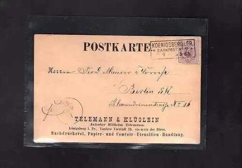 DR. Reklamekarte  Buchdruckerei Telemann & Klüglein Königsbergmit BP-St.