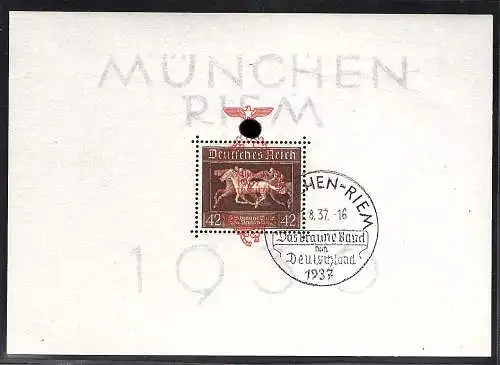 DR, München Riem 1936,  Mi.-Nr. Block 10, gestempelt, sign. SchlegelBPP.