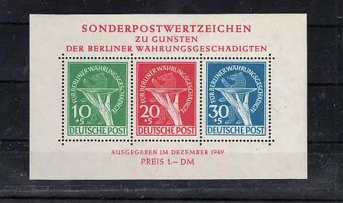 Berlin 1949, Blockausgabe, Mi-Nr. Block 1 II, postfrisch, FA SchlegelBPP.