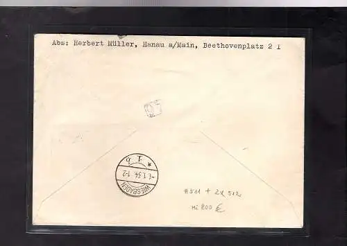 DR. Eilbote-Fernbrief mit Mi.F.  Mi.-Nr. 511 /Marke aus Block 2  + 2x 512