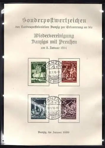 Danzig, Gedenkblatt mit Mi.-Nr. 302-305