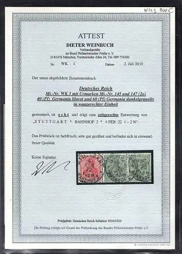 DR. Mi.-Nr. WK 3 gestempelt,  FA. WeinbuchBPP.