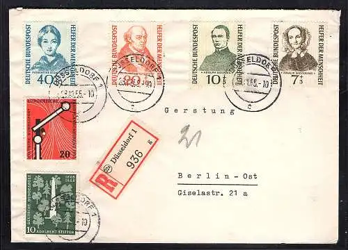 Bund  R-Fernbrief mit Mi.-Nr. 222-225 u.a.