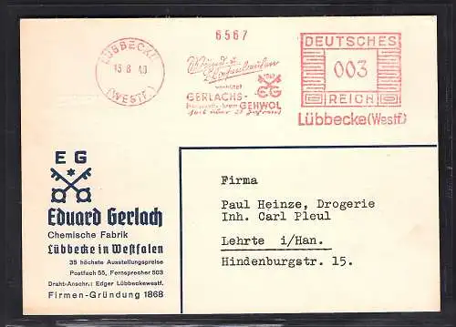 DR. Reklamekarte  Chemische Fabrik Eduard Gerlach mit AFS.